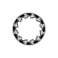 Elegant Black and White Laurel Wreath Circle. vector