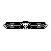 Tech-Inspired Floral Ornament Black White Minimalist. vector