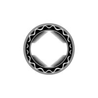 Engraved Circular Ornament, Black and White, Minimalist. vector