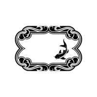 Elegant Koi Fish Label with Ornamental Border. vector