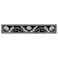 Elegant Black White Sea Motif Border, Element. vector
