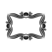 Elegant Black White Seashell Frame. vector