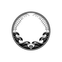 Art Deco Circular Wave and Shell Ornament on White. vector