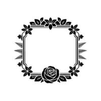Elegant Floral Frame in Black White, Decorative Element. vector