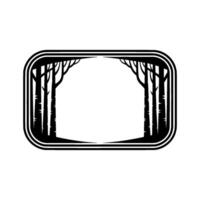 Forest Frame Minimalist Black and White Element. vector