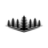 Minimalist Forest Black Evergreen Trees on White. vector