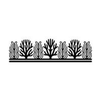 Black White Border Stylized Trees and Plants, Minimalist. vector