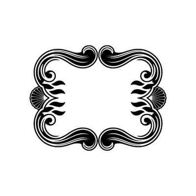 Elegant Art Deco Frame, Black White, Decorative.