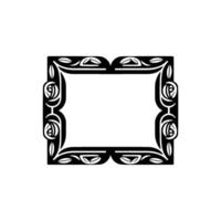 Ornate Black Frame with Floral and Leaf Accents on Light Background. vector