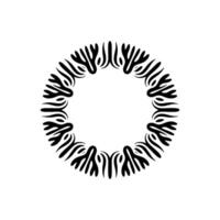 Abstract Circle Frame Tribal Black Elements on White, Minimalist. vector