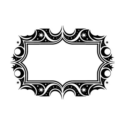 Celestial Frame Black and White, Elegant Decorative Border.