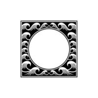 Elegant Art Deco Wave Frame with Blank Circle, Minimalist. vector