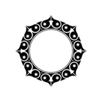 Elegant Circular Frame with Stars Black and White Ornament. vector
