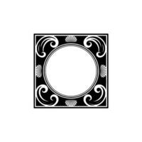 Elegant Black White Frame with Seashell Accents. vector