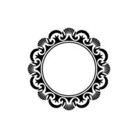 Elegant Black Circle Frame with Ornate Floral , Isolated on Light Grey. vector
