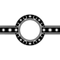 Celestial Circle and Band Abstract Black and White Decorative. vector