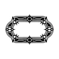 Ornate Black White Label Frame, Vintage Element. vector