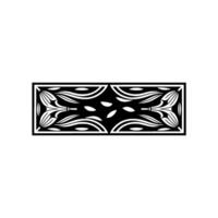 Minimalist Geometric Floral Ornament, Black and White, Element. vector