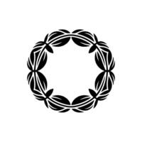 Elegant Black Leaf Wreath on White Background, Minimalist. vector