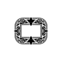 Ornate Black Frame with Floral Geometric Elements. vector