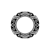 Elegant Black and White Decorative Circle Frame with Swirls. vector