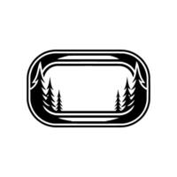 Black and White Forest in Oval Frame. vector