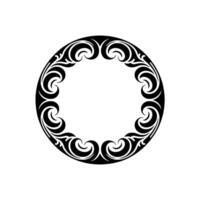 Ornate Black Circle Frame, Elegant Swirl , on White. vector