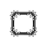 Elegant Floral Frame Black and White for Invitations Decor. vector