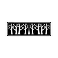 Minimalist Black and White Forest in Rectangular Frame. vector