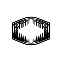 Abstract Forest Frame - Black and White Geometric. vector
