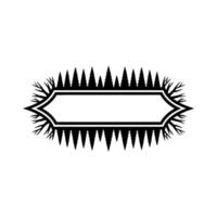 Minimalist Forest Crest Frame, Black White Element. vector