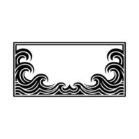 Wave Frame Black and White Coastal. vector