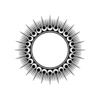 Abstract Sunburst Circle Frame in Minimalist Black and White. vector