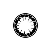 Abstract Aperture Black and White Symbol on White Background. vector