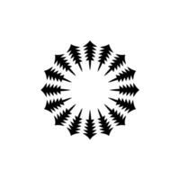 Geometric Mandala of Pine Trees in Black White, Abstract. vector