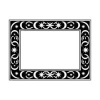 Celestial Frame Monochrome , Stars Crescent Moons. vector