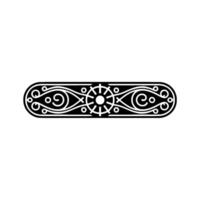 Ornate Black White Geometric Element on White Background. vector