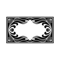 Art Deco Frame, Shell and Wave Ornament, Black and White. vector