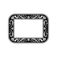 Decorative Black and White Frame with Seashell Motif. vector