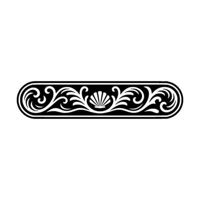 Elegant Black and White Ornamental Border with Seashell.