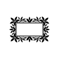 Elegant Black Floral Frame with Blank Rectangular Space, Illustration. vector