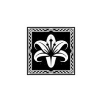 Elegant Lily Flower in Frame Monochrome , or Decor. vector