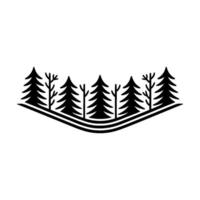 Minimalist Forest Crest Illustration Black Trees on White. vector