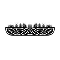 Celtic Knotwork Border with Leaves - Minimalist. vector