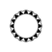 Elegant Scalloped Frame - Black and White Circular Ornament for. vector