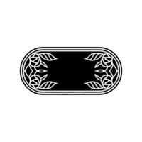 Elegant Floral Frame Black and White Ornament on Gradient Background. vector