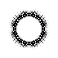 Celestial Circle Frame Black and White Starburst on White. vector