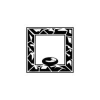 Abstract Stone in Frame, Minimalist Black White. vector