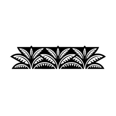 Tribal Palm Leaf Border in Black and White.