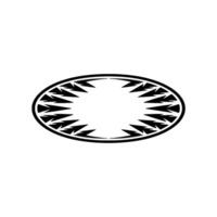 Abstract Black and White Oval with Arrow-like Elements. vector